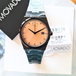 Movado Men's 40mm Black Rose Gold Swiss Watch